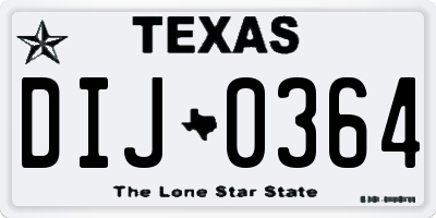 TX license plate DIJ0364