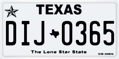 TX license plate DIJ0365