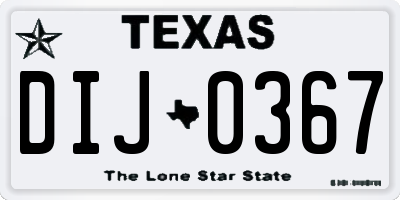 TX license plate DIJ0367