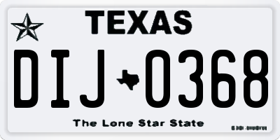 TX license plate DIJ0368