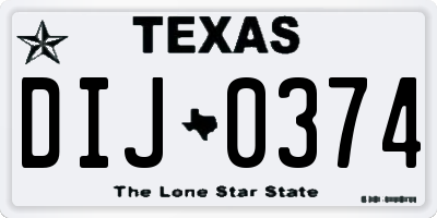 TX license plate DIJ0374