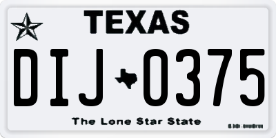 TX license plate DIJ0375