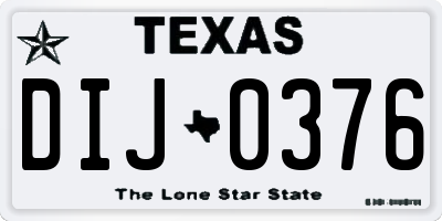 TX license plate DIJ0376