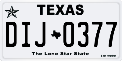 TX license plate DIJ0377