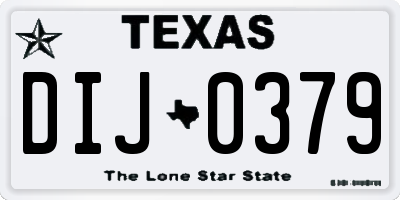 TX license plate DIJ0379