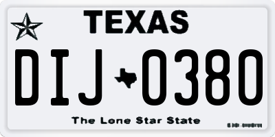 TX license plate DIJ0380