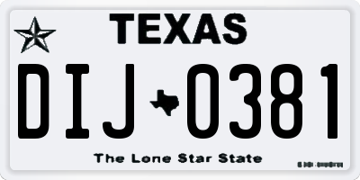 TX license plate DIJ0381