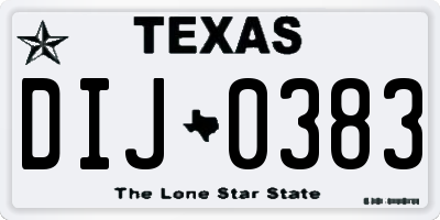 TX license plate DIJ0383