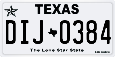 TX license plate DIJ0384
