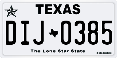 TX license plate DIJ0385