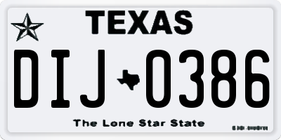 TX license plate DIJ0386