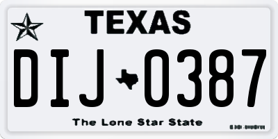 TX license plate DIJ0387