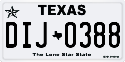 TX license plate DIJ0388