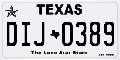 TX license plate DIJ0389