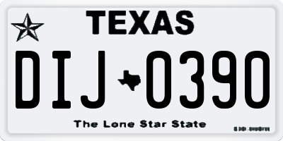 TX license plate DIJ0390