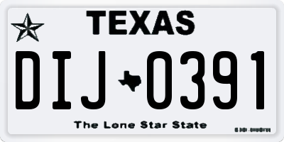 TX license plate DIJ0391