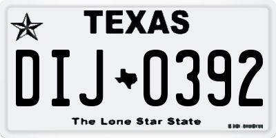 TX license plate DIJ0392