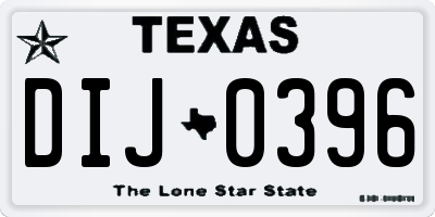 TX license plate DIJ0396
