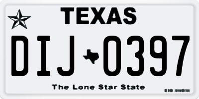 TX license plate DIJ0397