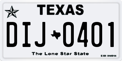 TX license plate DIJ0401
