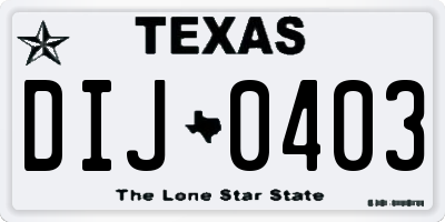 TX license plate DIJ0403