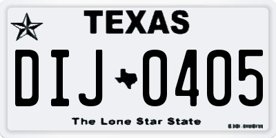 TX license plate DIJ0405