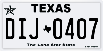 TX license plate DIJ0407
