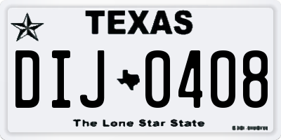 TX license plate DIJ0408