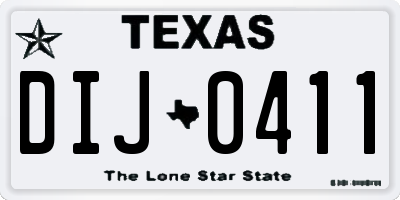 TX license plate DIJ0411