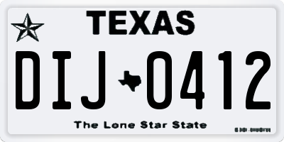 TX license plate DIJ0412