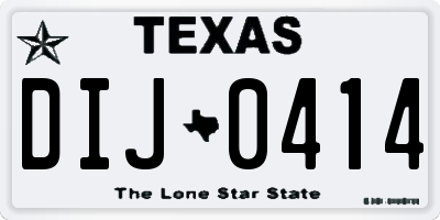 TX license plate DIJ0414
