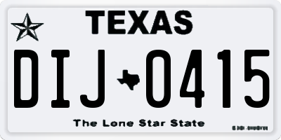 TX license plate DIJ0415