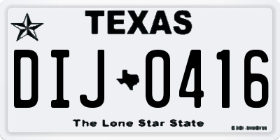 TX license plate DIJ0416
