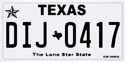 TX license plate DIJ0417