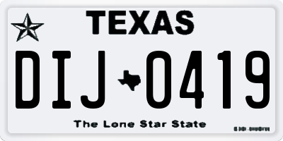 TX license plate DIJ0419