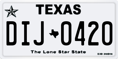 TX license plate DIJ0420