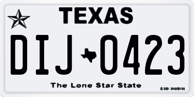 TX license plate DIJ0423