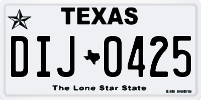 TX license plate DIJ0425