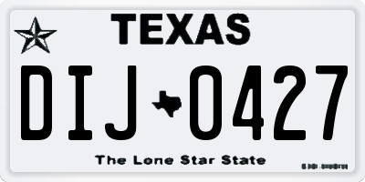 TX license plate DIJ0427