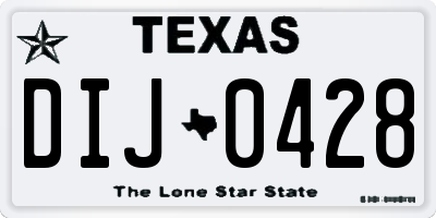 TX license plate DIJ0428