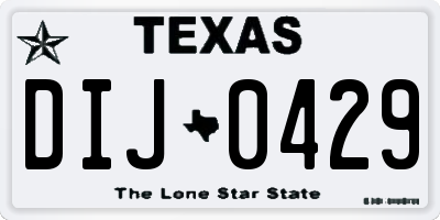 TX license plate DIJ0429
