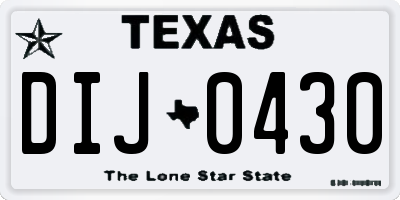 TX license plate DIJ0430