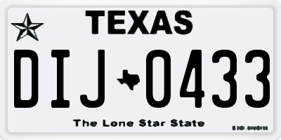 TX license plate DIJ0433