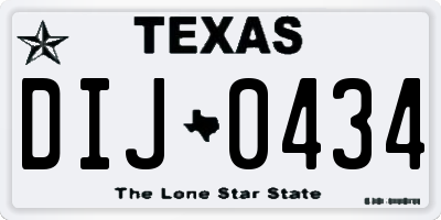 TX license plate DIJ0434