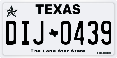 TX license plate DIJ0439