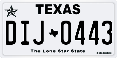 TX license plate DIJ0443