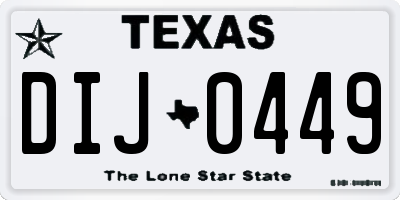 TX license plate DIJ0449