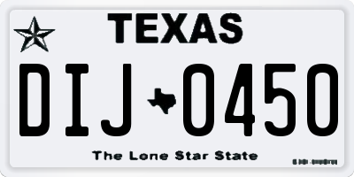 TX license plate DIJ0450