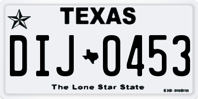 TX license plate DIJ0453