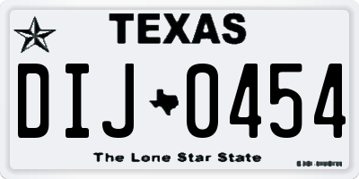 TX license plate DIJ0454